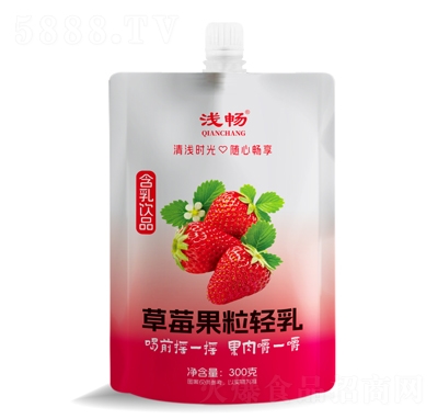 淺暢草莓果粒輕乳大果粒含乳飲品300g自立袋配餐奶奶優(yōu)